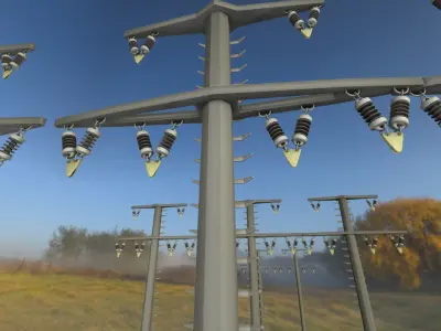 Concrete Electricity Pole with Ladder - Object  058 Low-poly 3D model