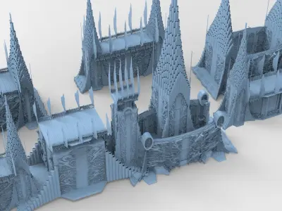 Norse Gods Engraved Monolith Fortress Kitbash  3D model
