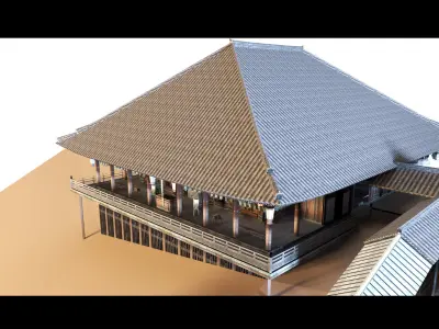 6 Old Japanese Buildings- 3d Model 3D model
