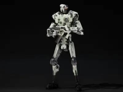 Etasphera46 star wars robot holding light Low-poly 3D model