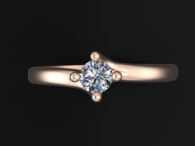 Engagement ring with diamond gem 3 mm for  CNC or  3D print model