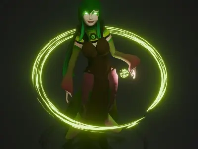 Evil Caterpillar witch  Low-poly 3D model