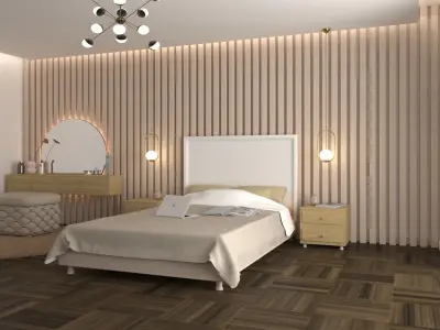 Modern Bedroom Interior Design Scene Free low-poly 3D model