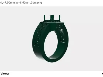 Men Ring with an Asscher Cut Center Stone 3D print model