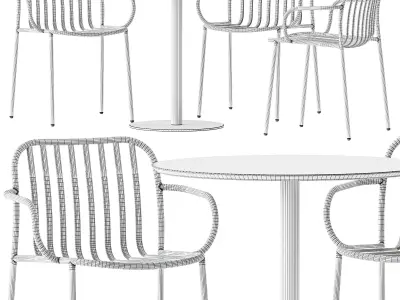 Round Dining Table by Vineko and Metis Line Armchair by TrabA 3D model