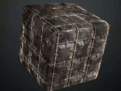 Dirty Industrial Sci-Fi Metal Plate PBR Seamless Texture