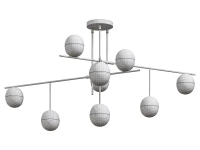  Balls white brass 9 chandelie 3D model