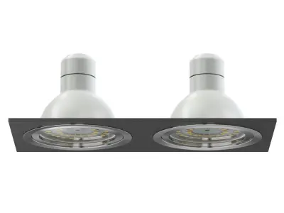 Double Black Halogen Light 3D Model 3D model
