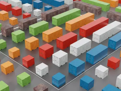 Low-Poly Shipping Container Modules all Versions 3D Model Pack