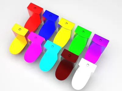 Metallic Colored Toilets Set 3D model