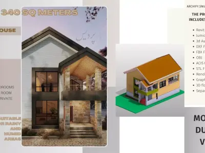 Modern Duplex Villa with Pool 340 SQM  full package 3D model