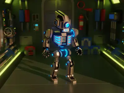 Sci-Fi Robot X-25-2  Low-poly 3D model