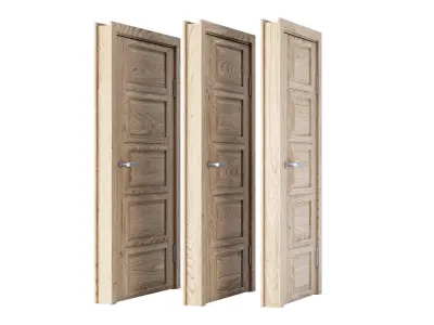 Wooden Door Set V6  3D model