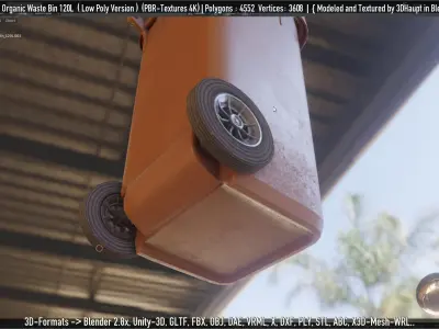 Organic Waste Bin 120L Low-Poly-Version Not Rigged Low-poly 3D model