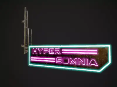 Neon signs Cyberpunk  Optimized FOr games  Low-poly 3D model