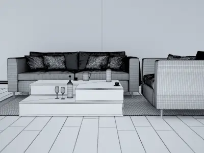 Sofa set - Interior Furniture 08 3D model