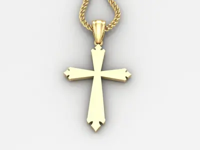 Light Gold 18K Cross Pendant 1CP097 3D print model