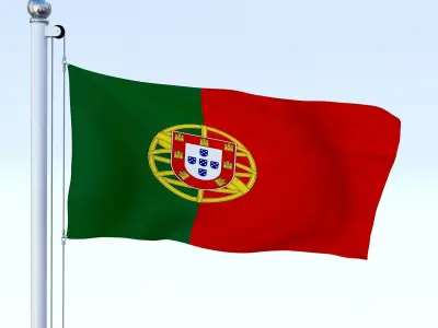 Animated Portugal Flag Low-poly 3D model