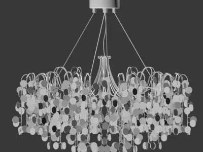American Hotel Tree Branch Copper Crystal Chandelier 3D model