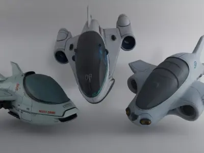 Sci-Fi Shuttle Craft Low-poly 3D model