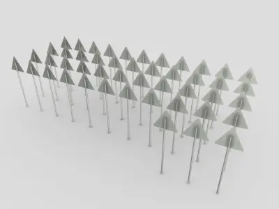 Czech Warning Traffic Signs Low-poly 3D model
