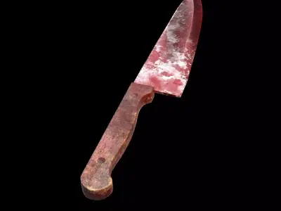 Butcher Knife Old Wooden Handle - Game Ready - RC - Low-poly 3D model