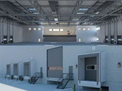 Warehouse Logistic 4 interior and exterior 3D model