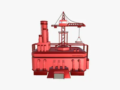 SciFi Factory A05 Red - Sci Fi Exterior Design Low-poly 3D model