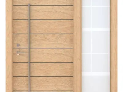 Door-105 wooden door with glass panels 3D model