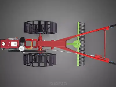 MOUNT RAKER HARROWING RAKE CAGE WHEEL WALK BEHIND TRACTOR TILLER 3D model