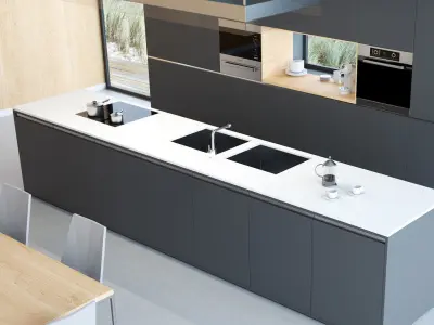 Octane - C4D Scene files - Minimalist Kitchen Interior Scene 3D model