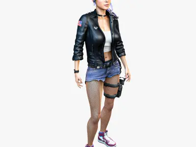  Cyberpunk Girl Sci-fi Female Character Eve Low-poly 3D model