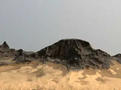 Realistic Sand and Greenery Terrain 3D Model 3D model