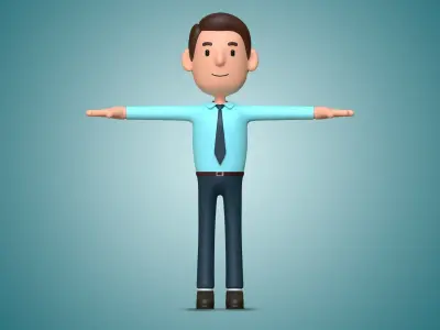 Professional Office Worker Cartoon Character Male 001  Low-poly 3D model