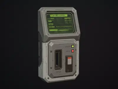 Sci-Fi Access Terminal and Keycard 5 Color Options LODs Low-poly 3D model