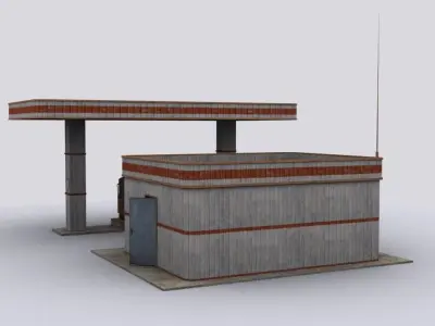 Gastation gas station with two pumps Low-poly 3D model