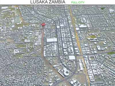Lusaka Zambia 40km Low-poly 3D model
