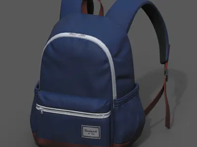 Backpack Camping bag baggage pockets  Low-poly 3D model