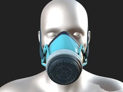 Gas mask respirator sci fi futuristic technology  Low-poly 3D model