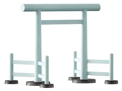 Torii Japanese white gate arch to sacred temple 3D model