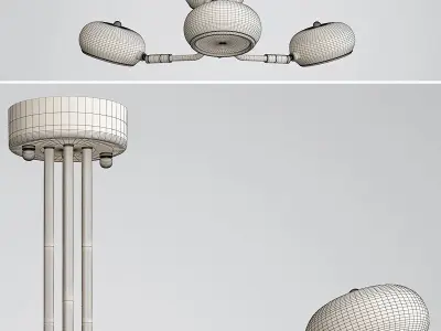 Curved Stix Chandelier 6 Black 3D model