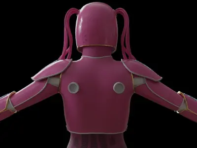 High-quality pink robot 3D model