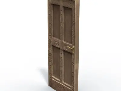 Wood Door Free low-poly 3D model