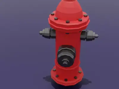 Low Poly Fire Hydrant Game Ready Stylized City Prop Low-poly 3D model