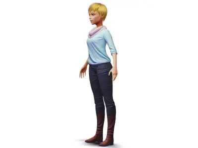 Young Woman - Smart Casual Clothes - Chic Street Style Outfit Low-poly 3D model