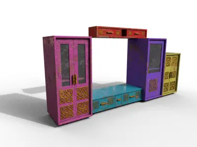 Pack 2 Sets Modern Furniture 3D Model Low-poly 3D model