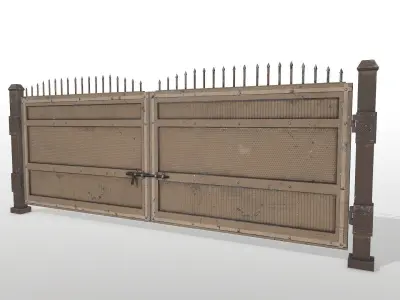 Pbr Gate with stop sign Low-poly 3D model
