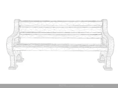 Stylized Wooden Park Bench - AI Low-poly 3D model purchase
