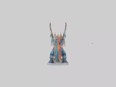 Fire and Ice Dragon statue model Low-poly 3D model