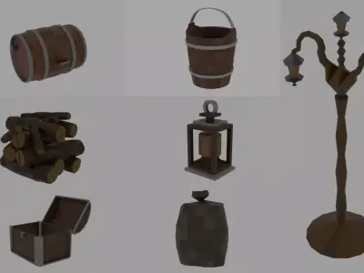 Low Poly Stylized Details Pack Low-poly 3D model